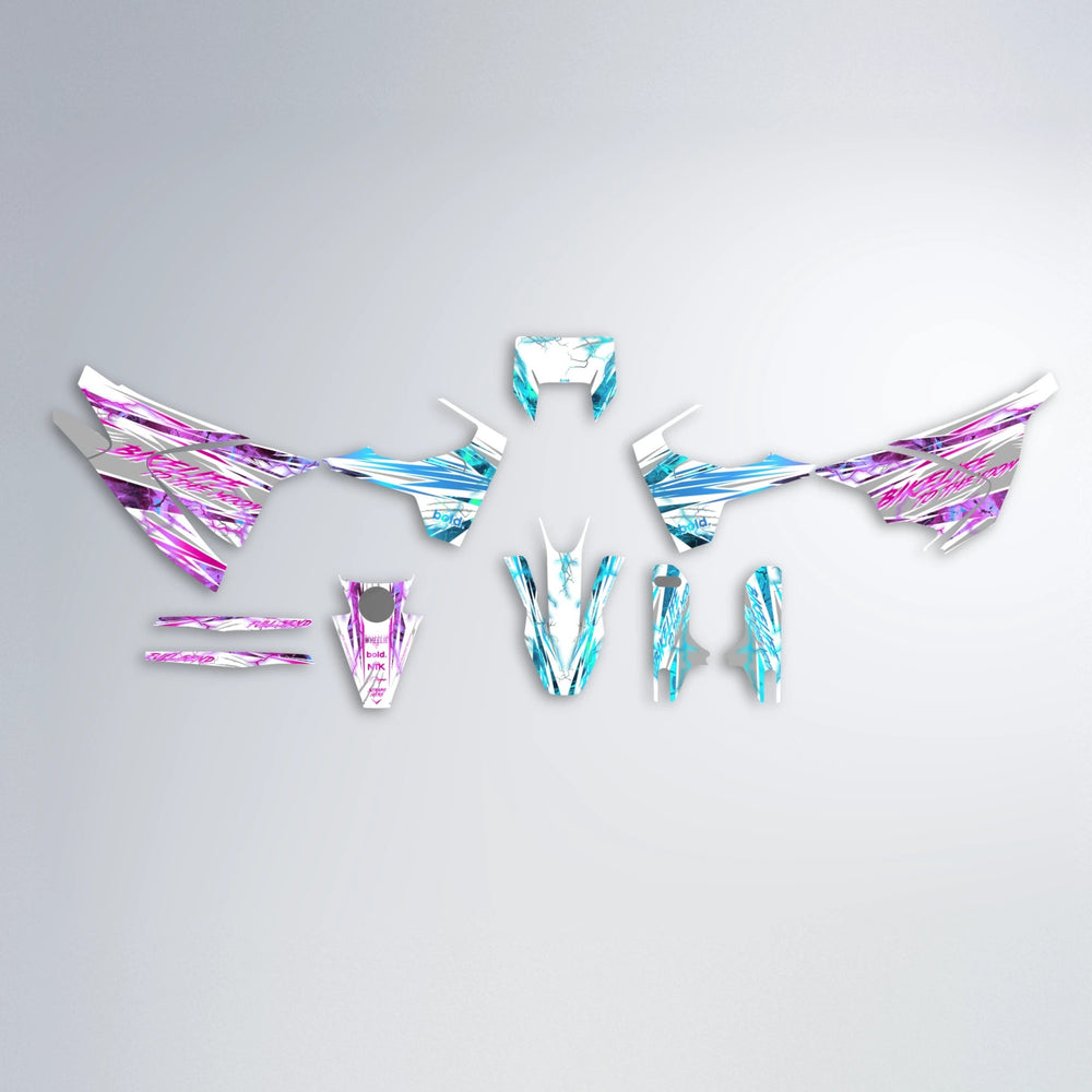 DIVINE Husqvarna 701 graphics kit parts layout in Pink & Light Blue