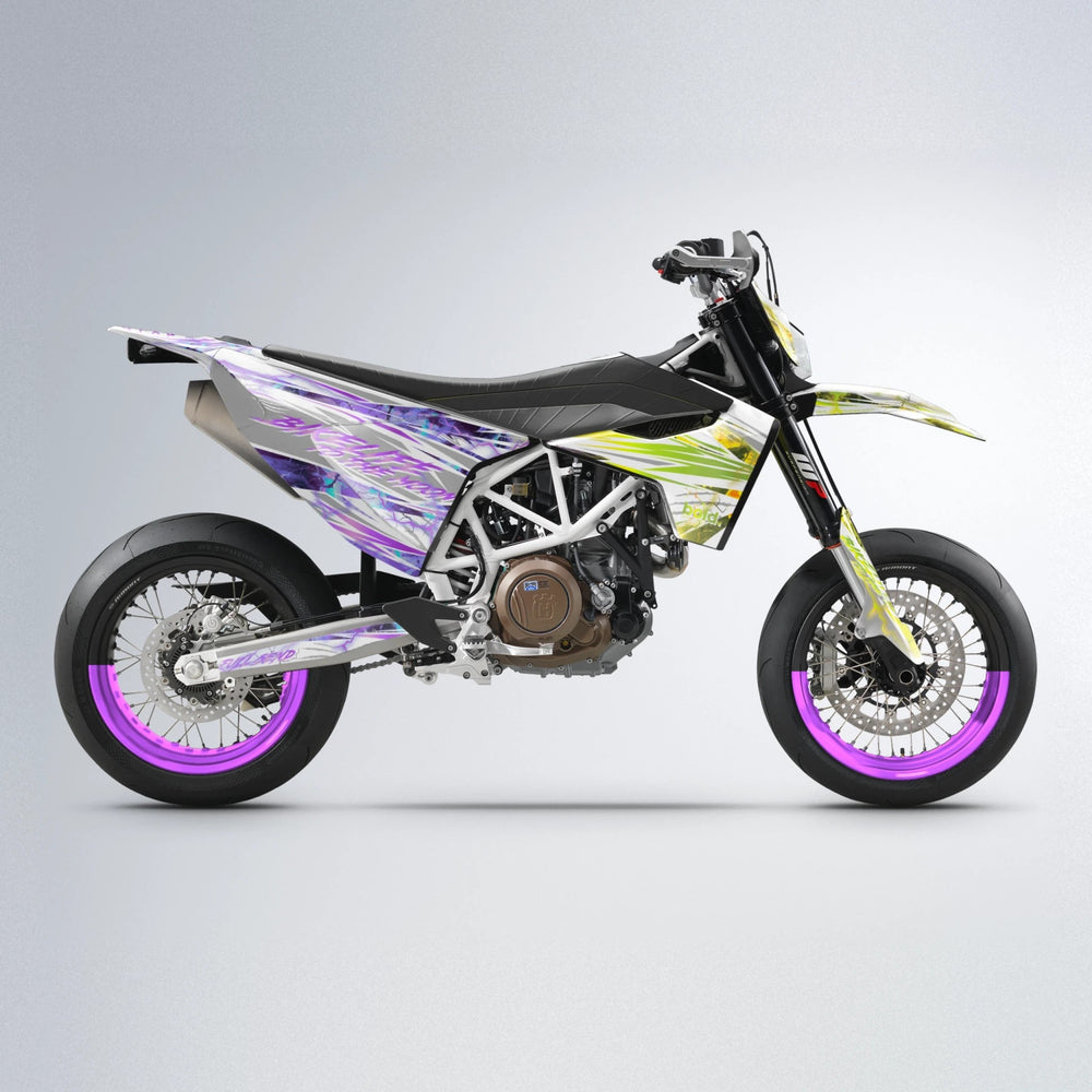 DIVINE Husqvarna 701 supermoto graphics kit in Purple & Yellow