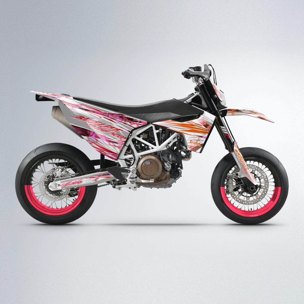 DIVINE Husqvarna 701 supermoto graphics kit in Red & Orange
