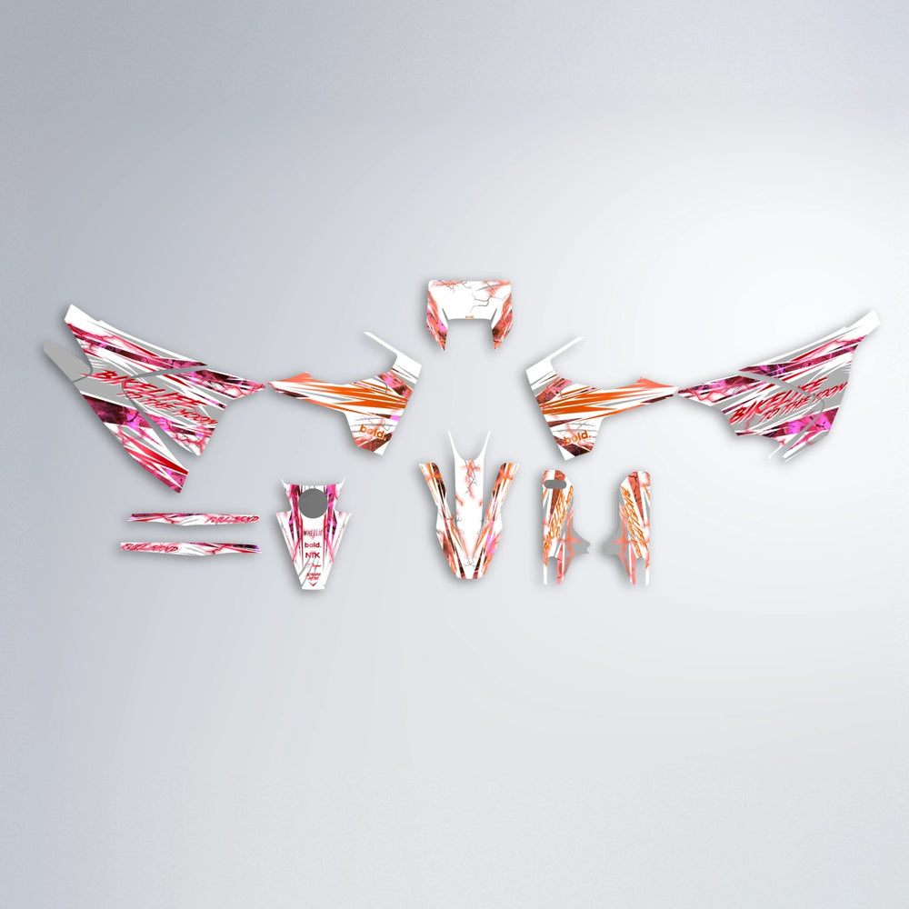 DIVINE Husqvarna 701 graphics kit parts layout in Red & Orange