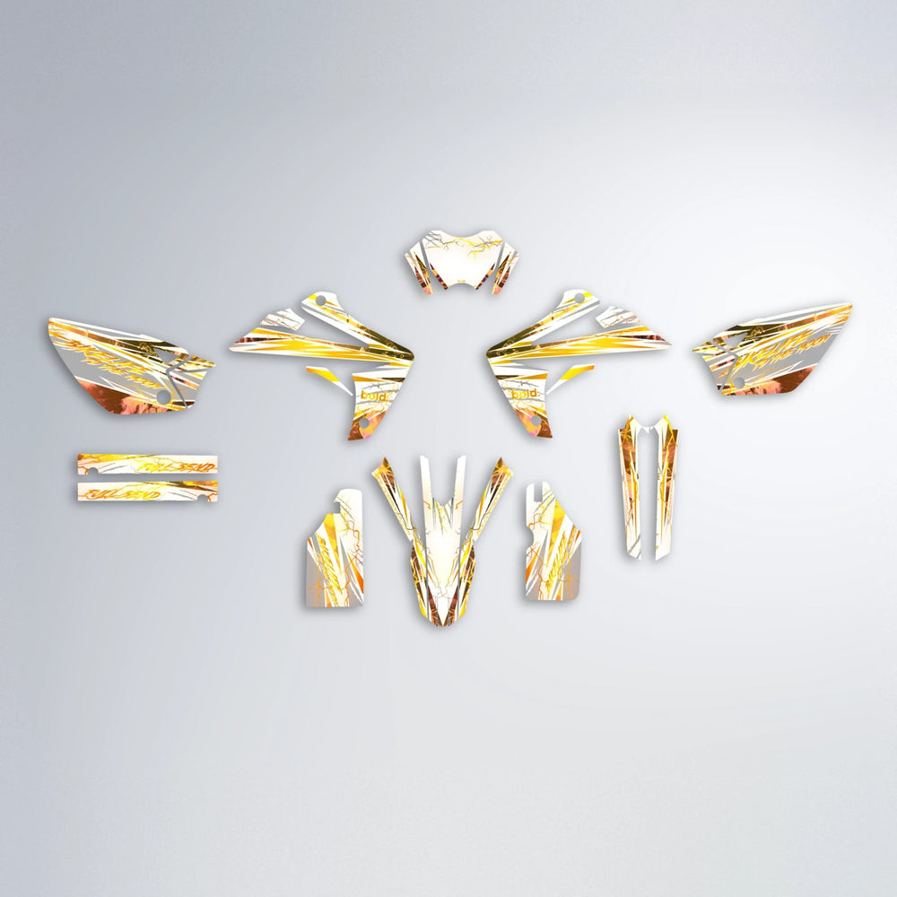 DIVINE Rieju MRT graphics kit parts layout in Orange & Yellow