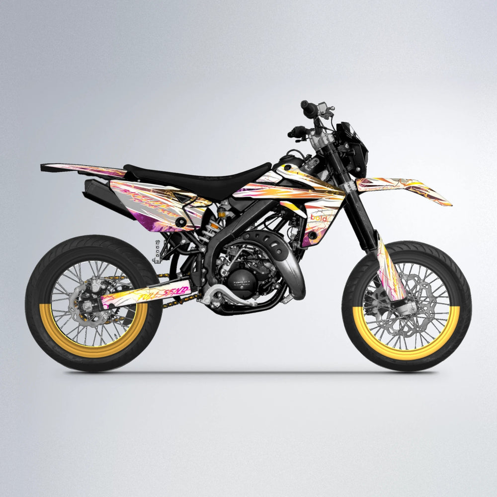 DIVINE Rieju MRT supermoto graphics kit in Pink & Yellow