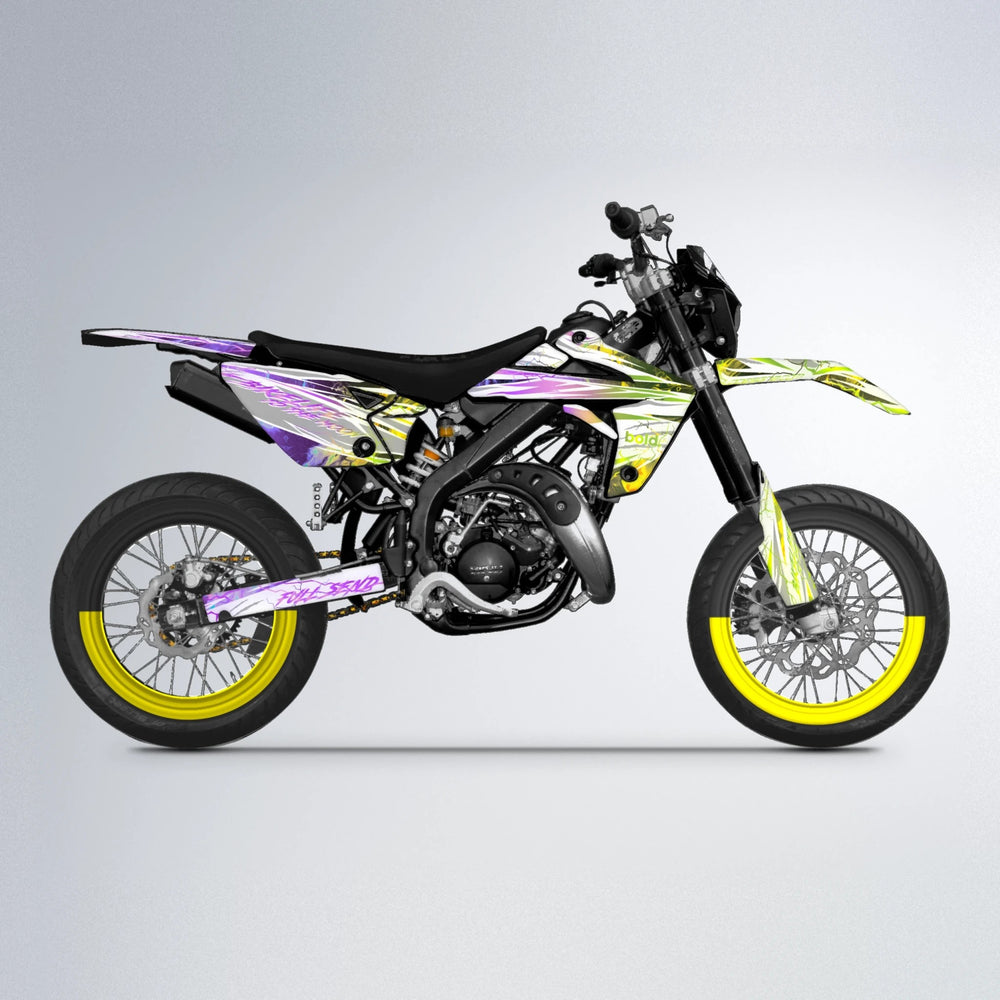 DIVINE Rieju MRT supermoto graphics kit in Purple & Yellow