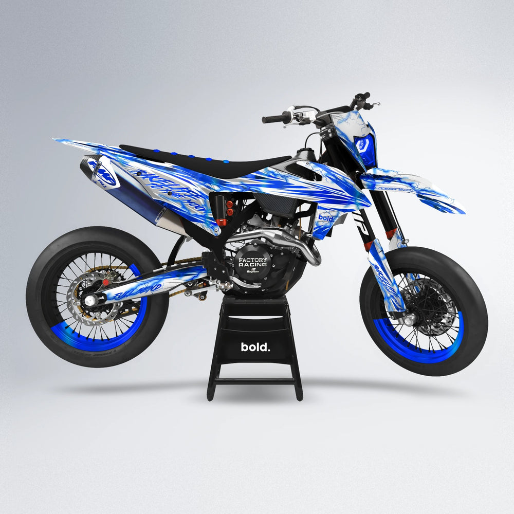 DIVINE supermoto graphics kit in Blue Chrome
