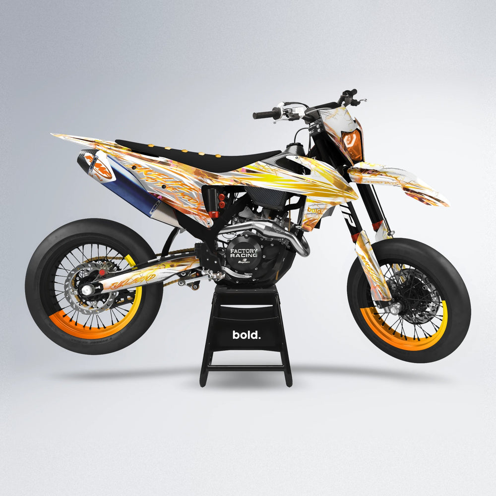DIVINE supermoto graphics kit in Orange & Yellow