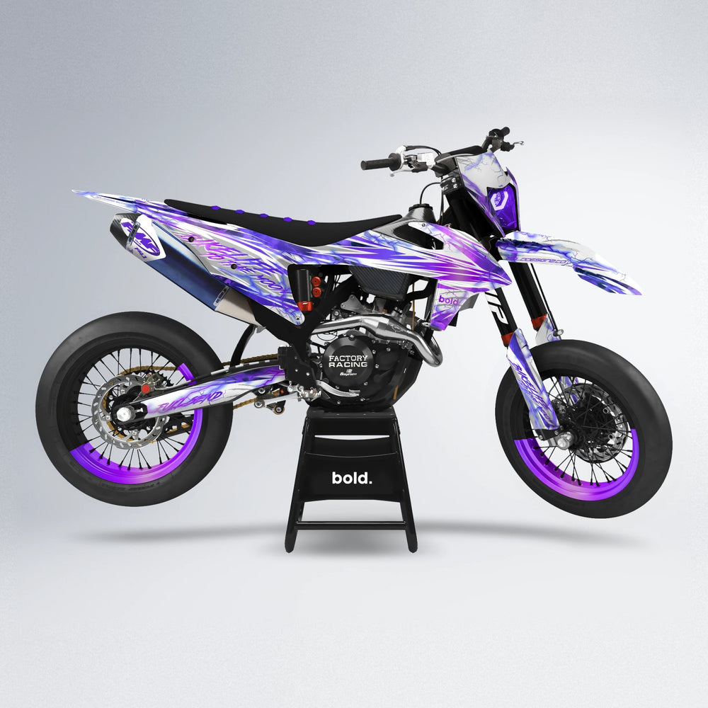 DIVINE supermoto graphics kit in Purple Chrome