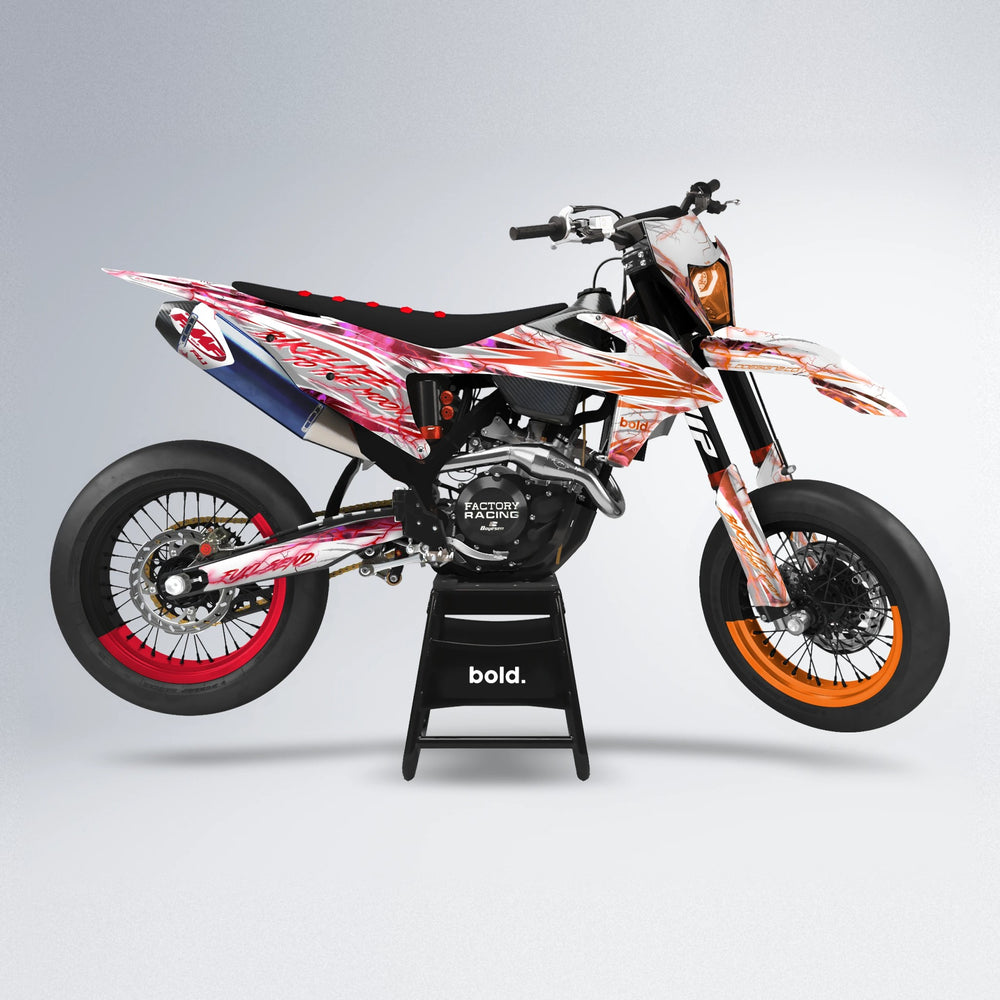 DIVINE supermoto graphics kit in Red & Orange