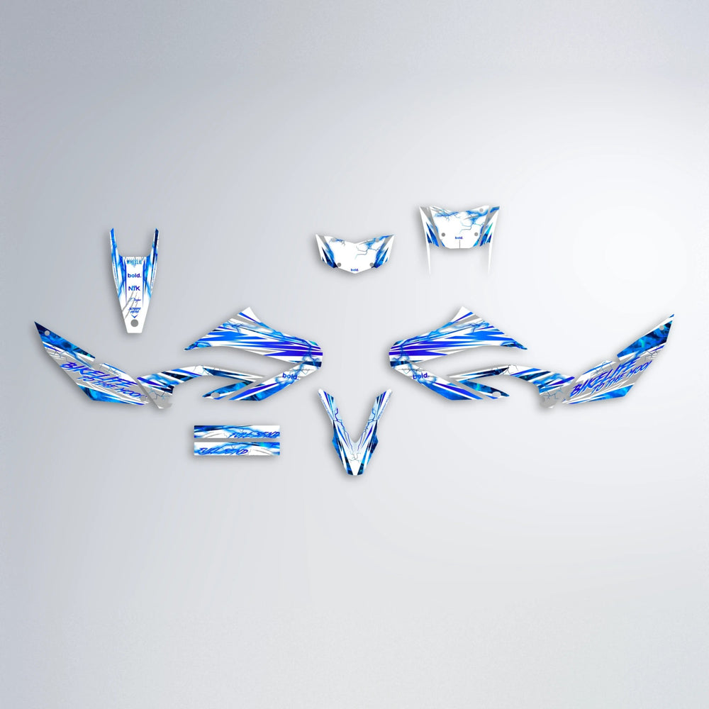 DIVINE Yamaha WR 125X graphics kit parts layout in Blue