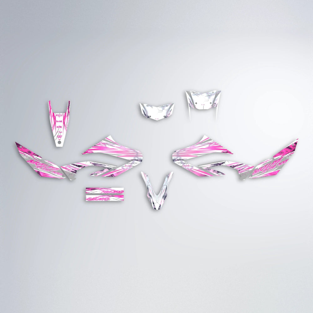 DIVINE Yamaha WR 125X graphics kit parts layout in Flamingo