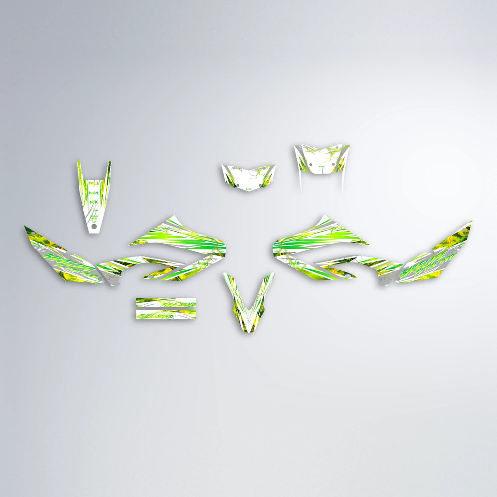 DIVINE Yamaha WR 125X graphics kit parts layout in Green