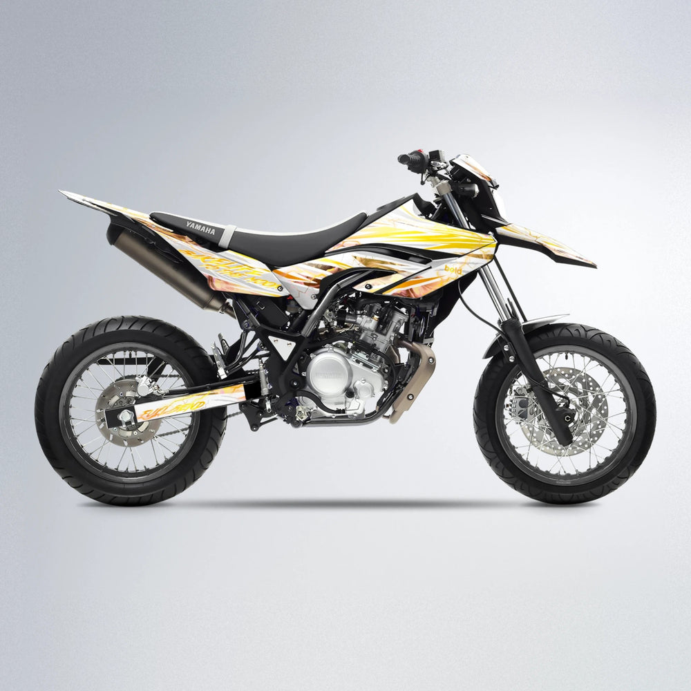 DIVINE Yamaha WR 125X supermoto graphics kit in Orange & Yellow