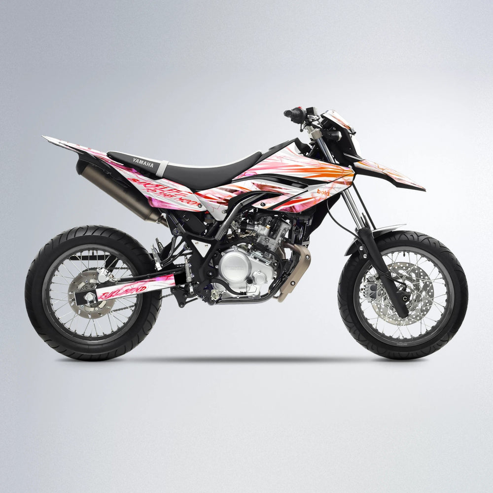 DIVINE Yamaha WR 125X supermoto graphics kit in Red & Orange