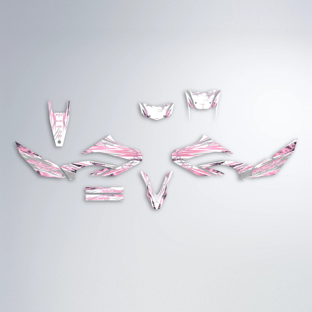 DIVINE Yamaha WR 125X graphics kit parts layout in Sakura Pink