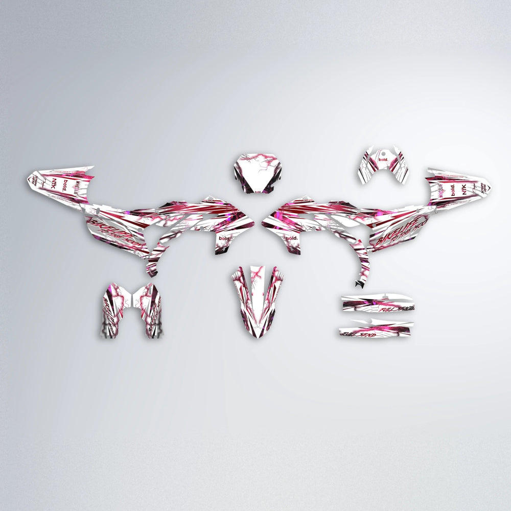DIVINE Yamaha YZF MX graphics kit parts layout in Black & Red