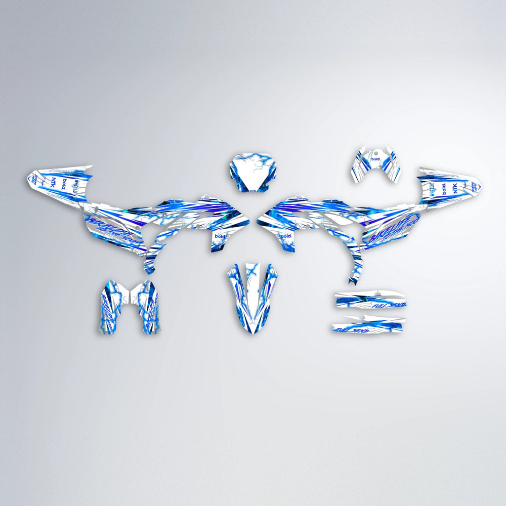 DIVINE Yamaha YZF MX graphics kit parts layout in Blue