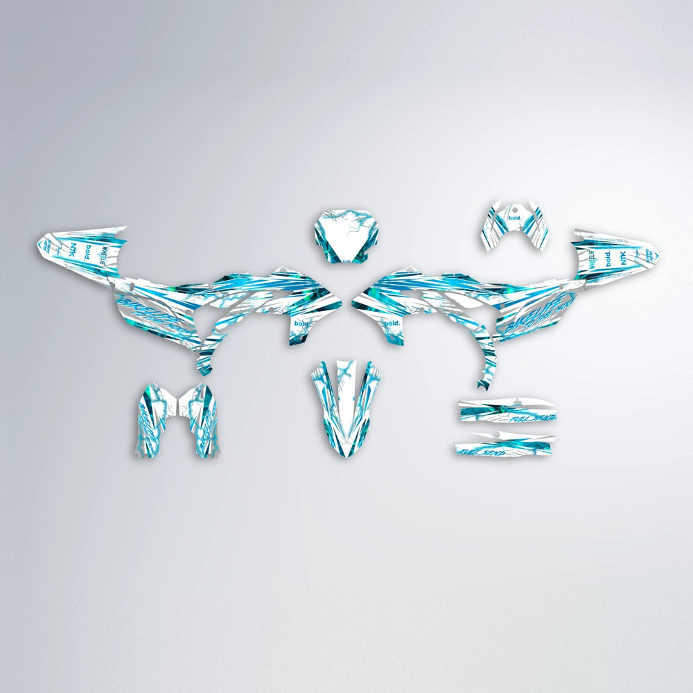 DIVINE Yamaha YZF MX graphics kit parts layout in Light Blue