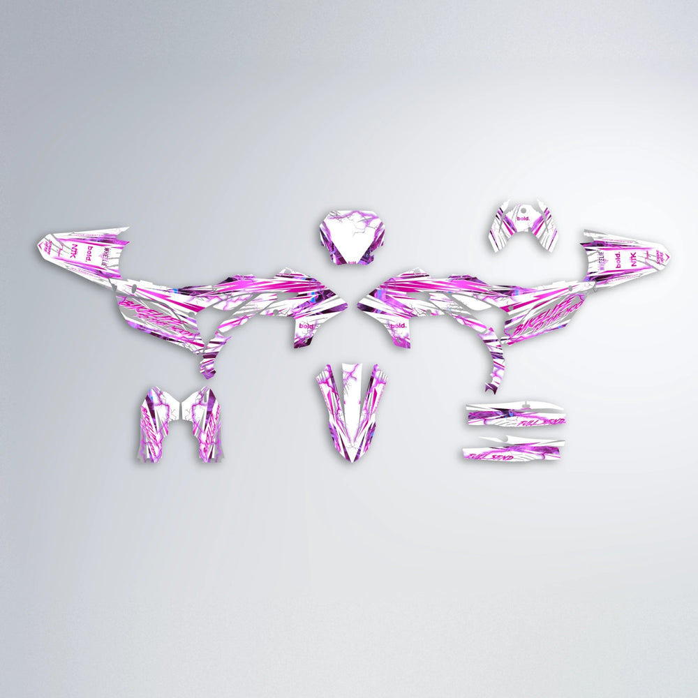 DIVINE Yamaha YZF MX graphics kit parts layout in Pink