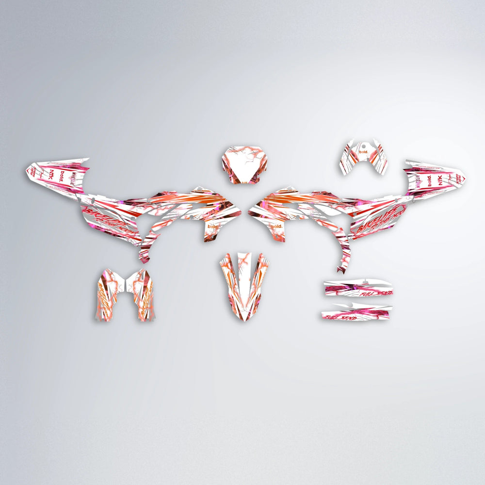 DIVINE Yamaha YZF MX graphics kit parts layout in Red & Orange