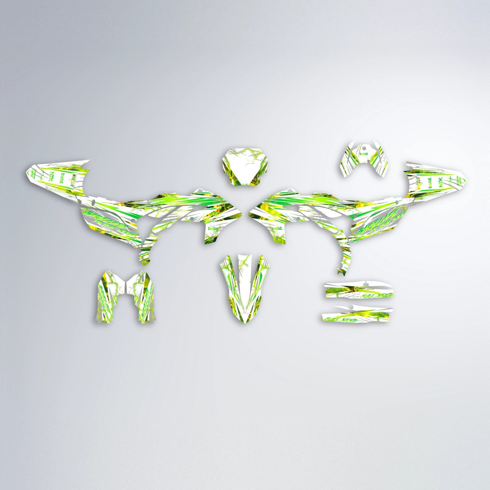 DIVINE Yamaha YZF SM graphics kit parts layout in Green