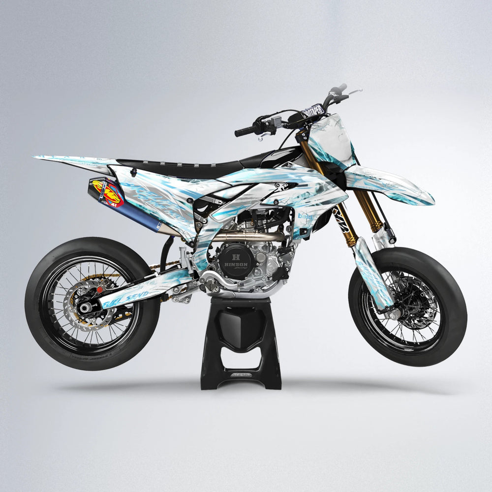 DIVINE Yamaha YZF SM supermoto graphics kit in Light Blue & White
