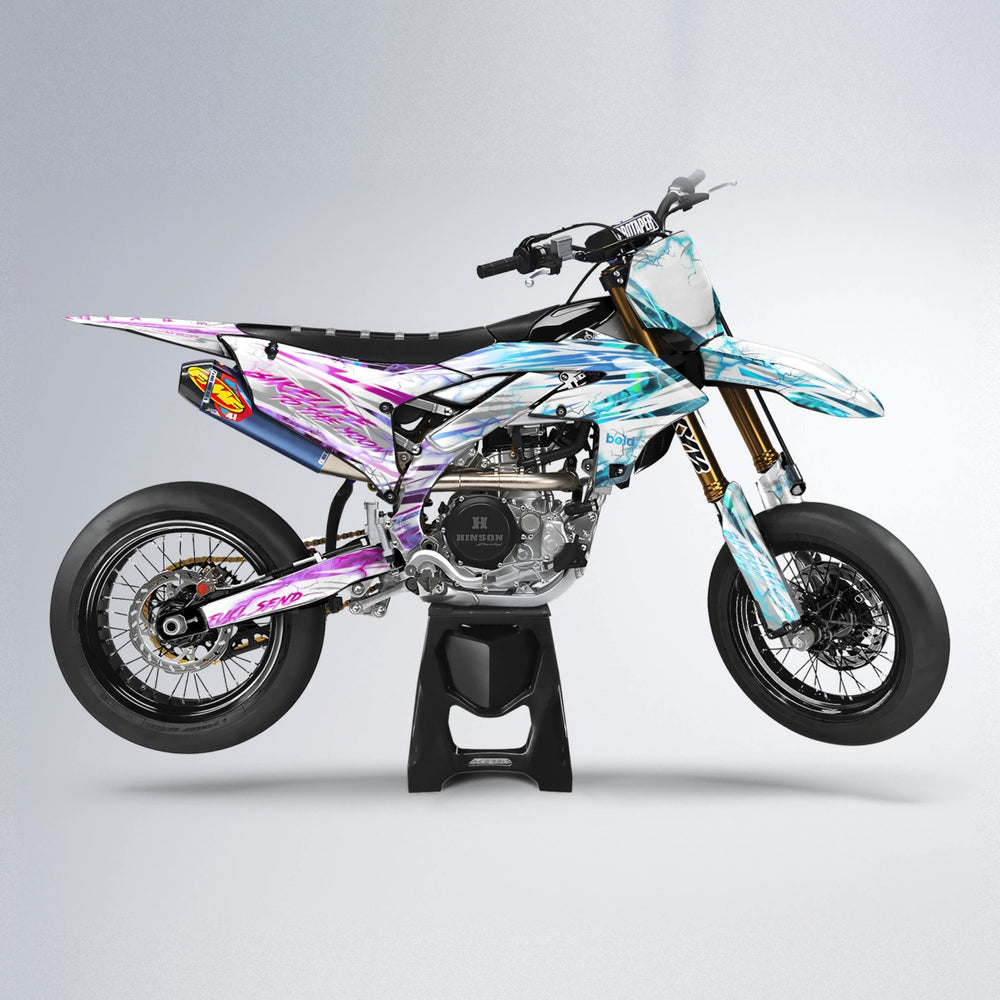 DIVINE Yamaha YZF SM supermoto graphics kit in Pink & Light Blue