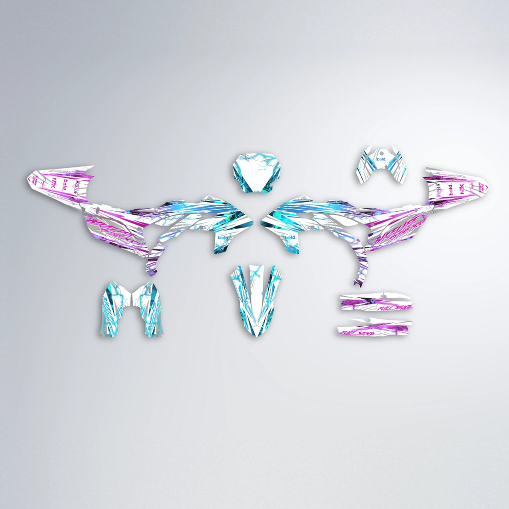 DIVINE Yamaha YZF SM graphics kit parts layout in Pink & Light Blue