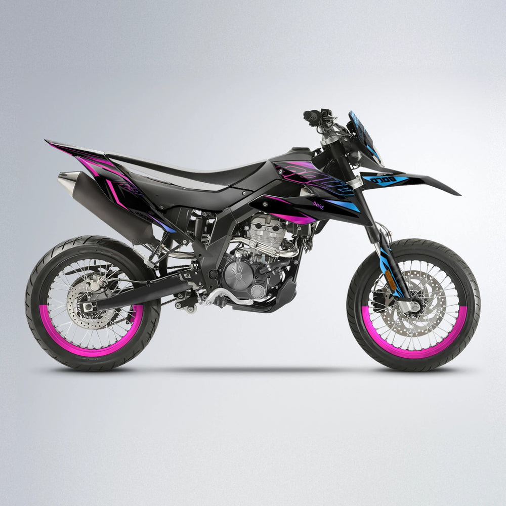 DORTOS Aprilia SX 125 supermoto graphics kit in Pink & Light Blue