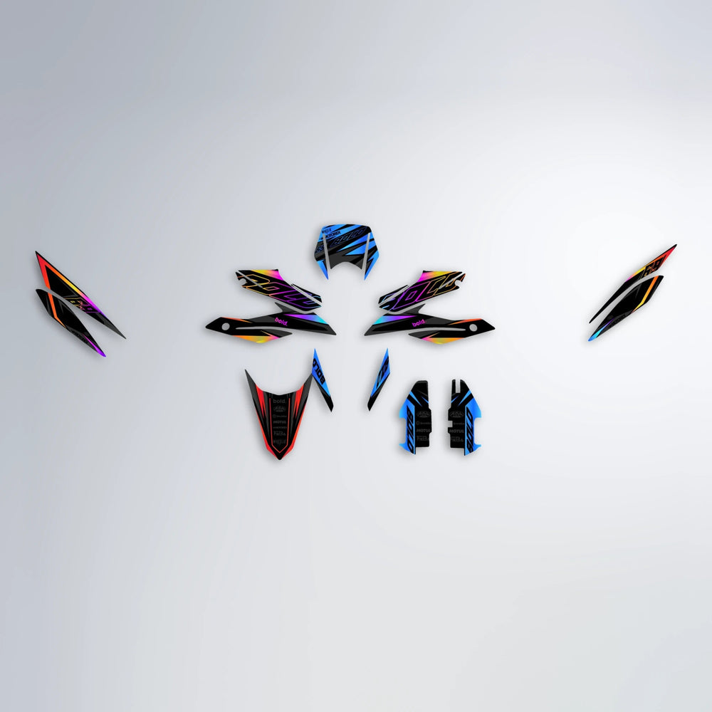 DORTOS Aprilia SX 125 graphics kit parts layout in Sunset Fade