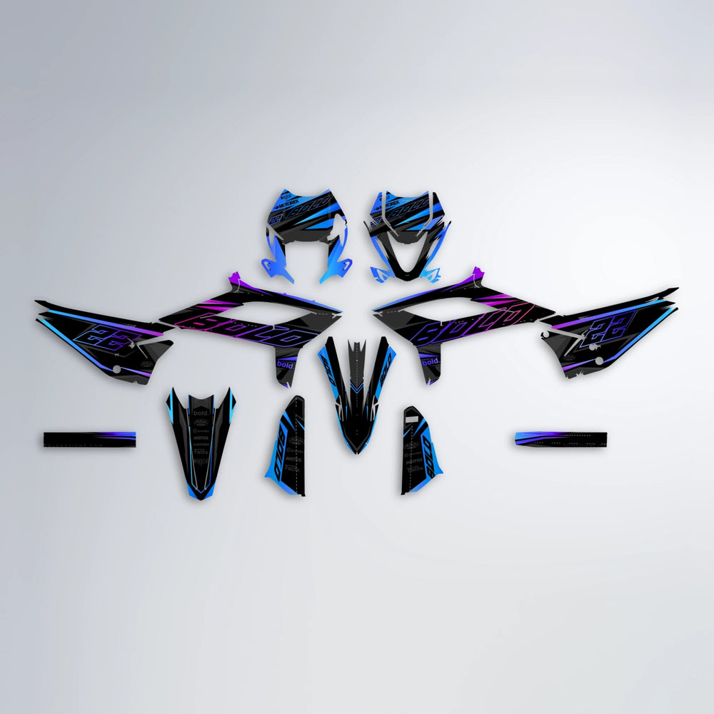 DORTOS Beta graphics kit parts layout in Blue Purple Fade