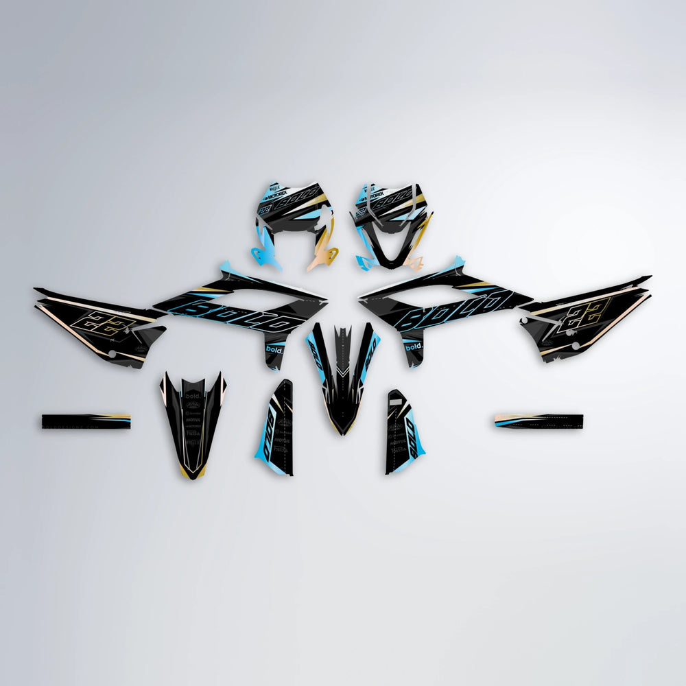 DORTOS Beta graphics kit parts layout in Light Blue & White