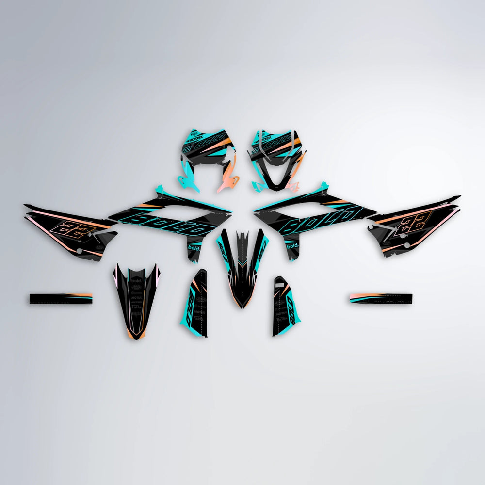 DORTOS Beta graphics kit parts layout in Teal