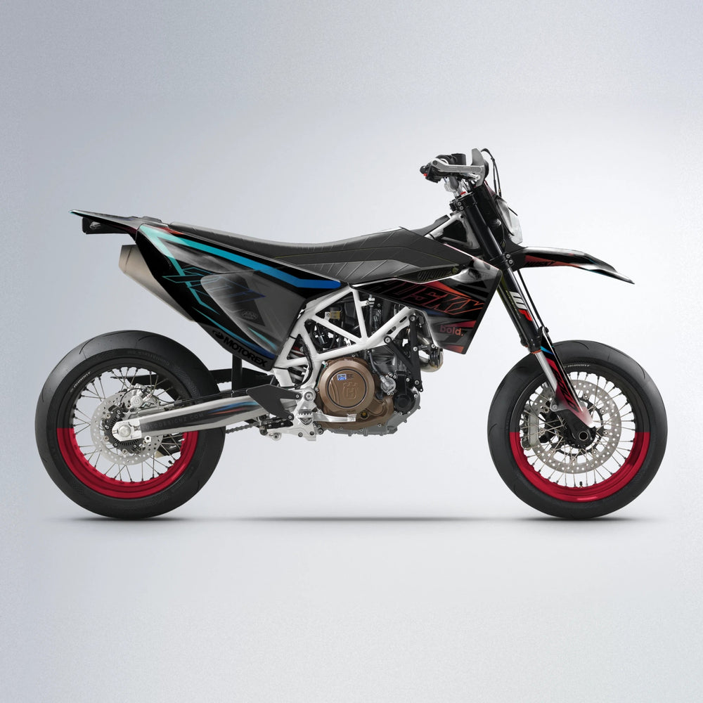 DORTOS Husqvarna 701 supermoto graphics kit in Black & Red