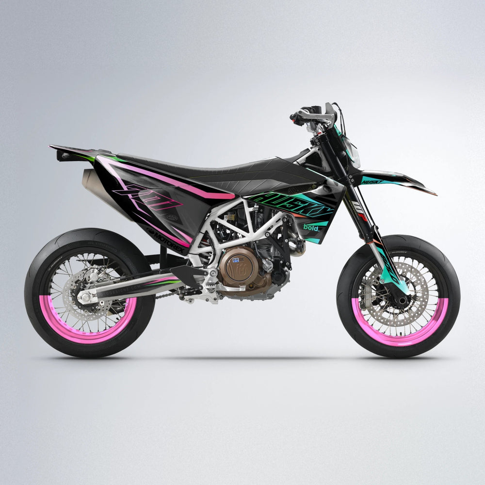 DORTOS Husqvarna 701 supermoto graphics kit in Cyan & Green