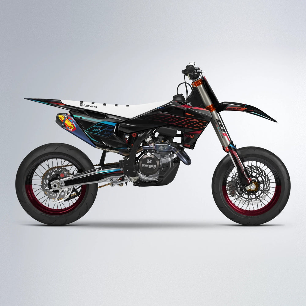 DORTOS Husqvarna FE/TE supermoto graphics kit in Black & Red