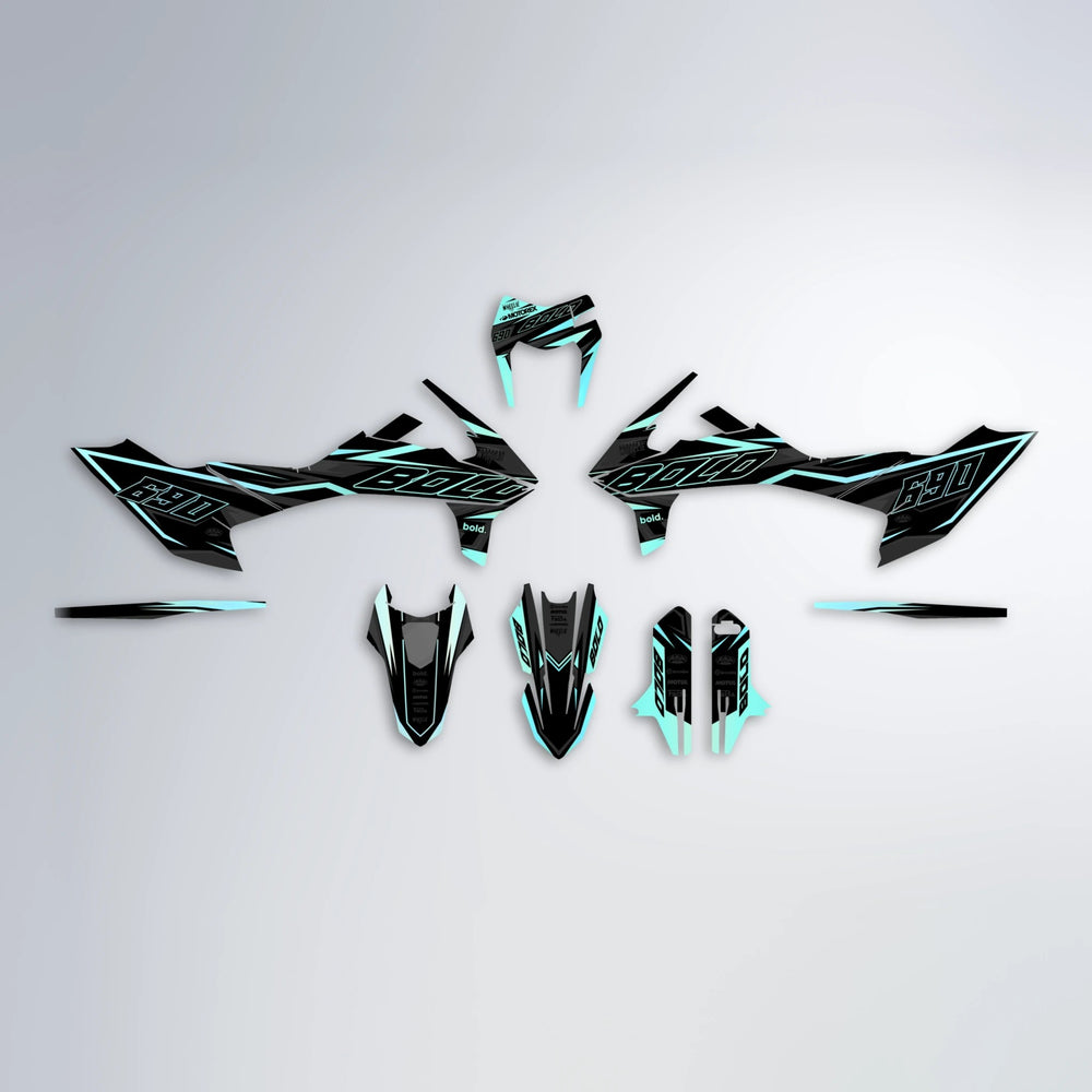 DORTOS KTM SMC 690 graphics kit parts layout in Mint