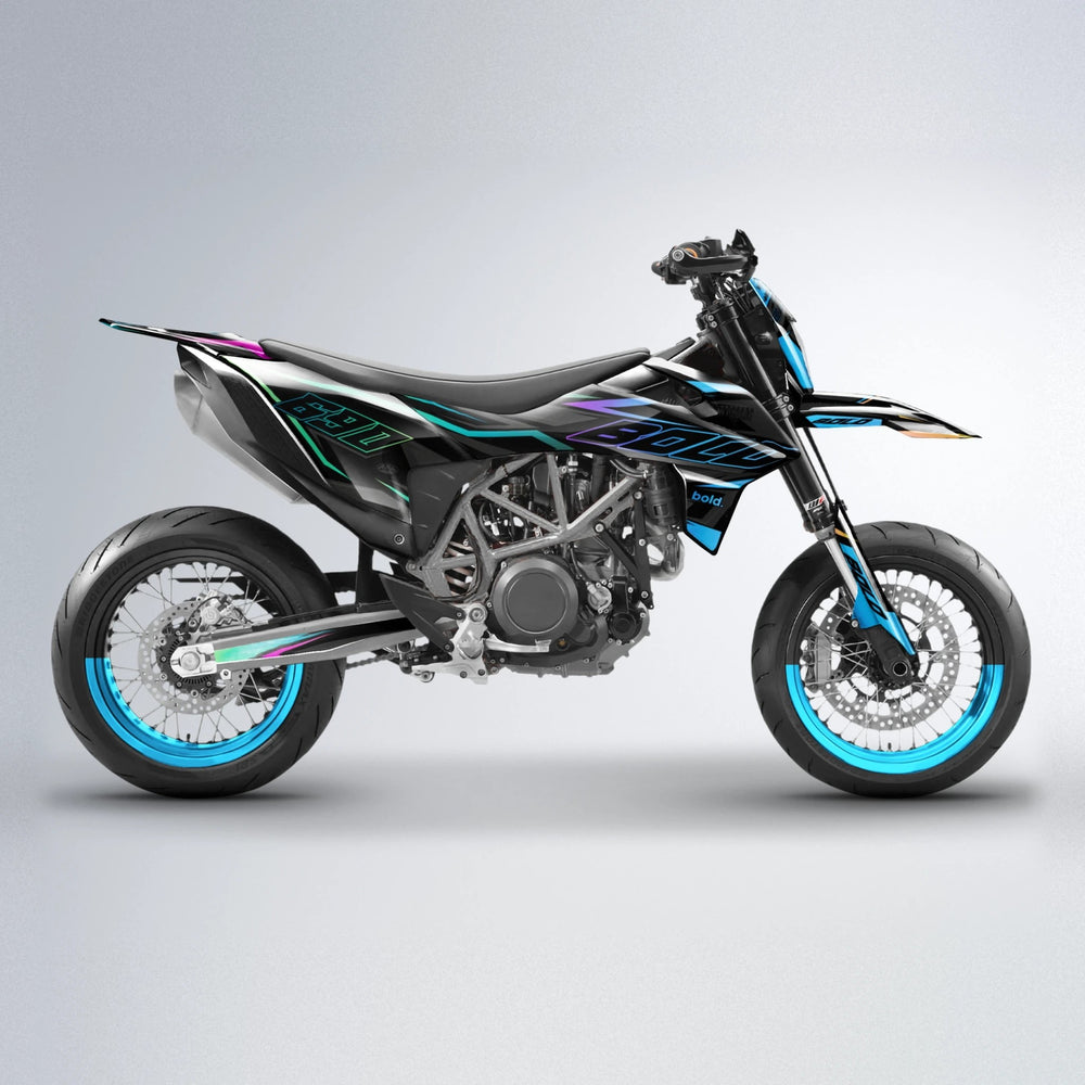 DORTOS KTM SMC 690 supermoto graphics kit in Pink & Light Blue