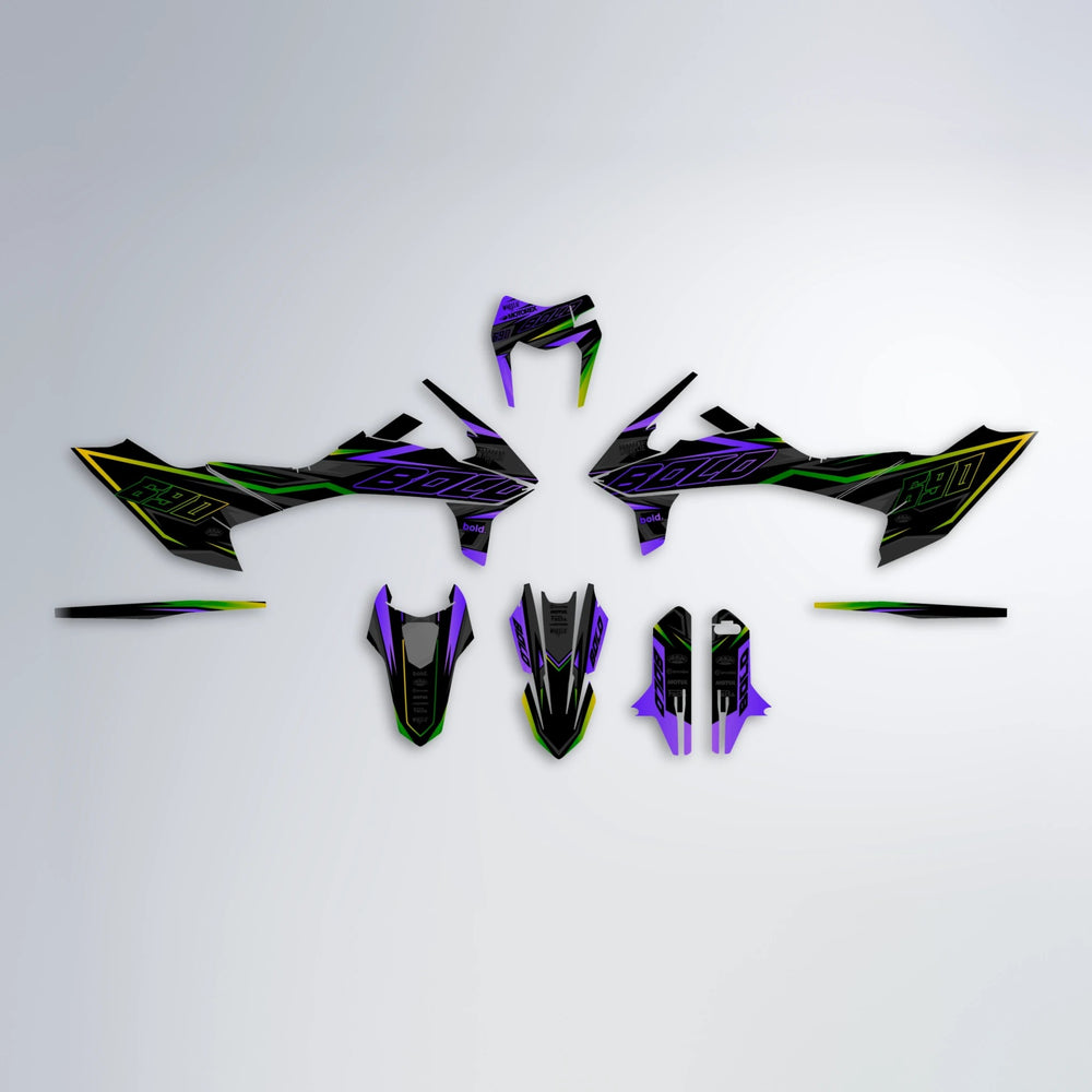 DORTOS KTM SMC 690 graphics kit parts layout in Purple