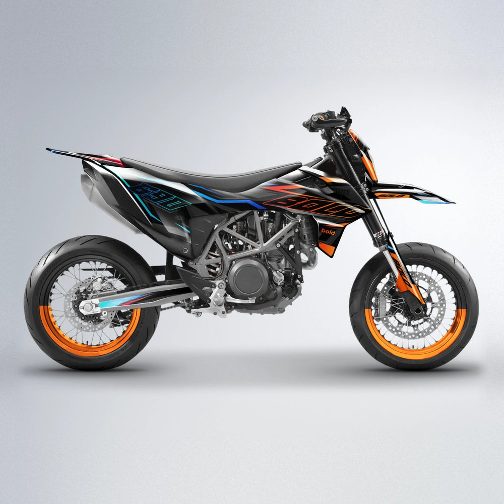 DORTOS KTM SMC 690 supermoto graphics kit in Red & Orange
