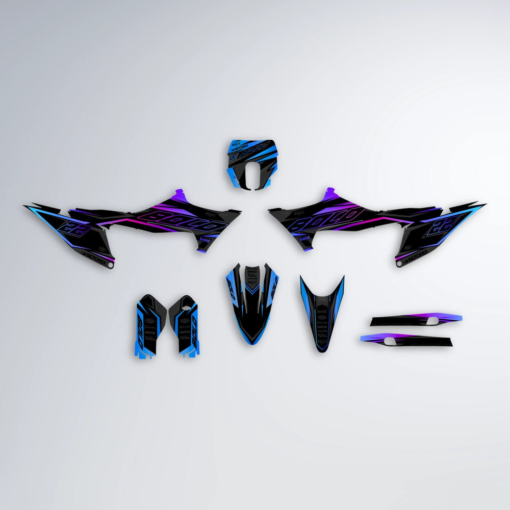 DORTOS Stark Varg SM graphics kit parts layout in Blue Purple Fade