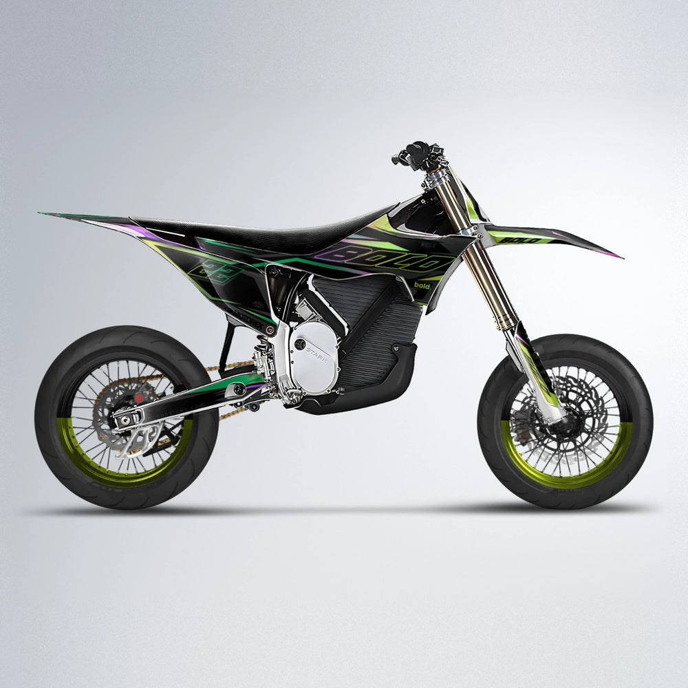 DORTOS Stark Varg SM supermoto graphics kit in Purple & Yellow