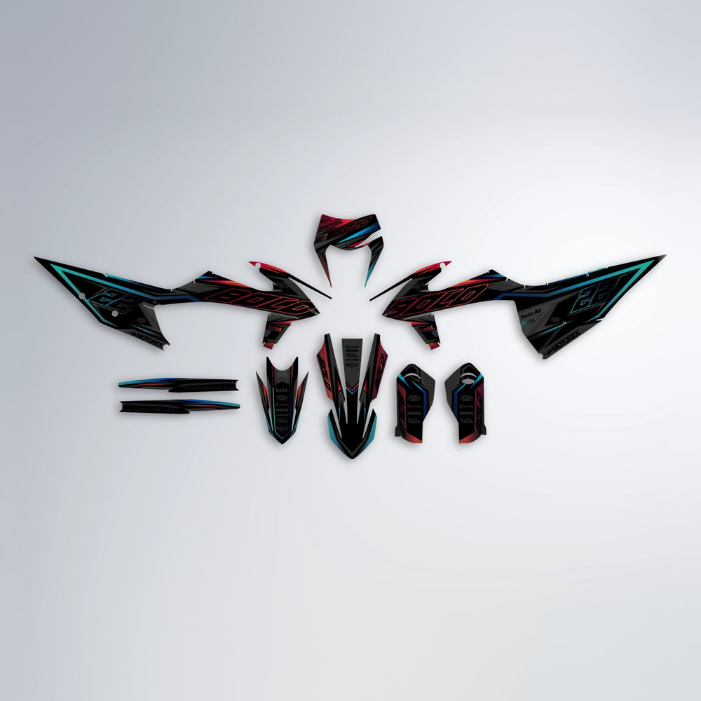 DORTOS graphics kit parts layout in Black & Red