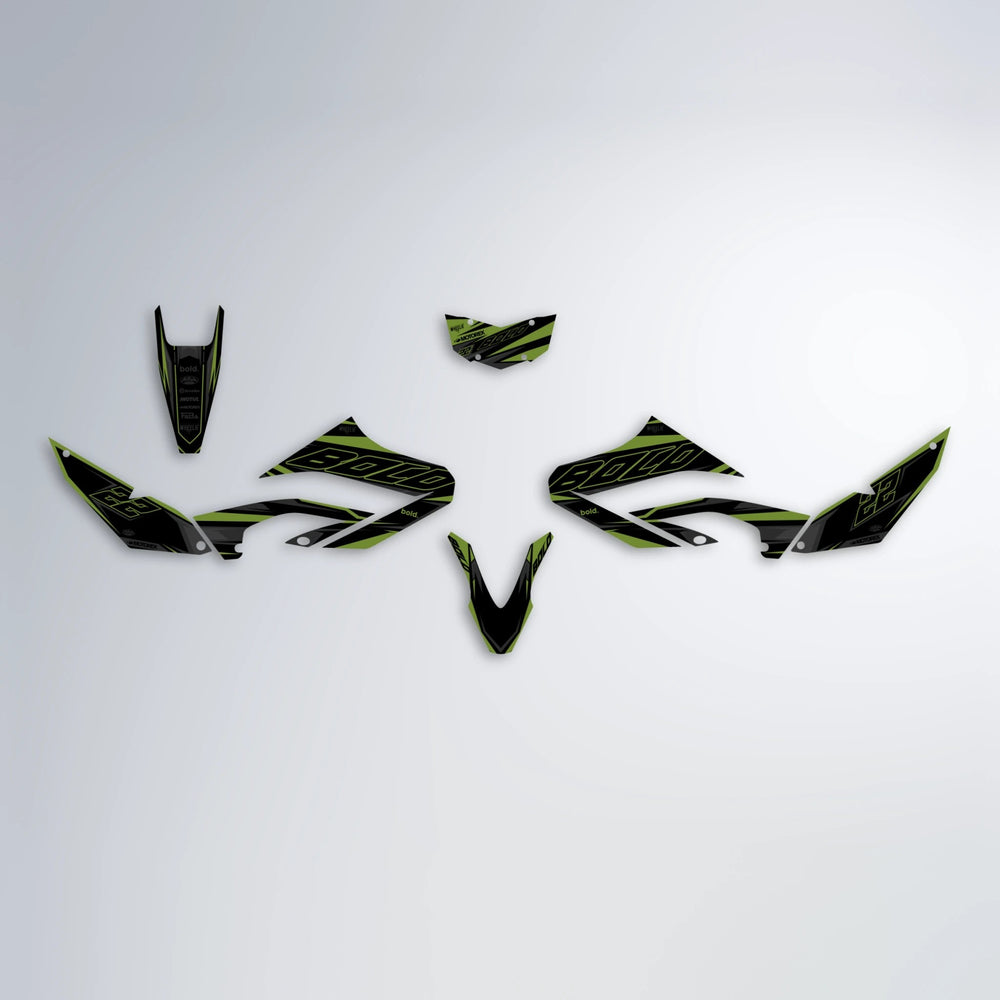 DORTOS Yamaha WR 125X graphics kit parts layout in Olive