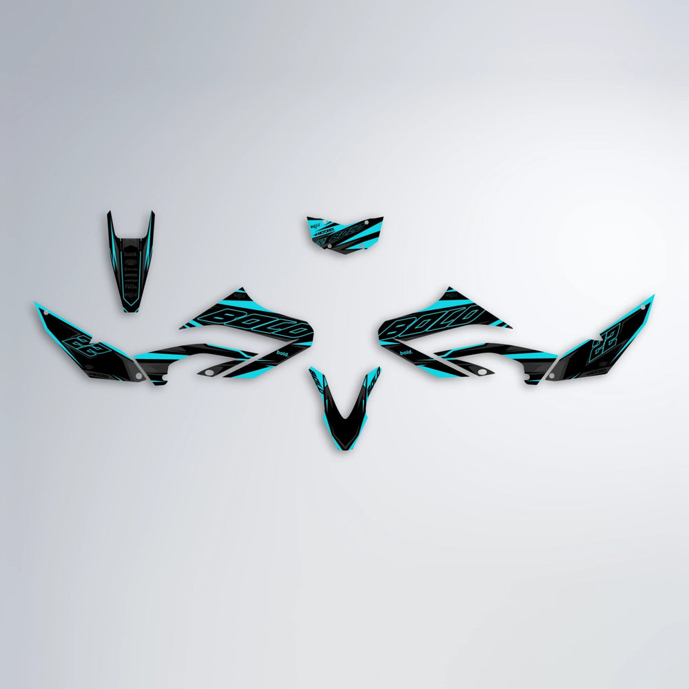 DORTOS Yamaha WR 125X graphics kit parts layout in Teal