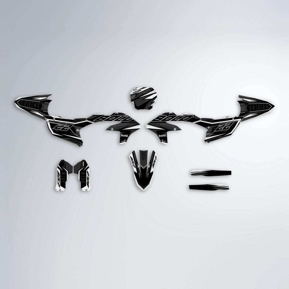 DORTOS Yamaha YZF MX graphics kit parts layout in White