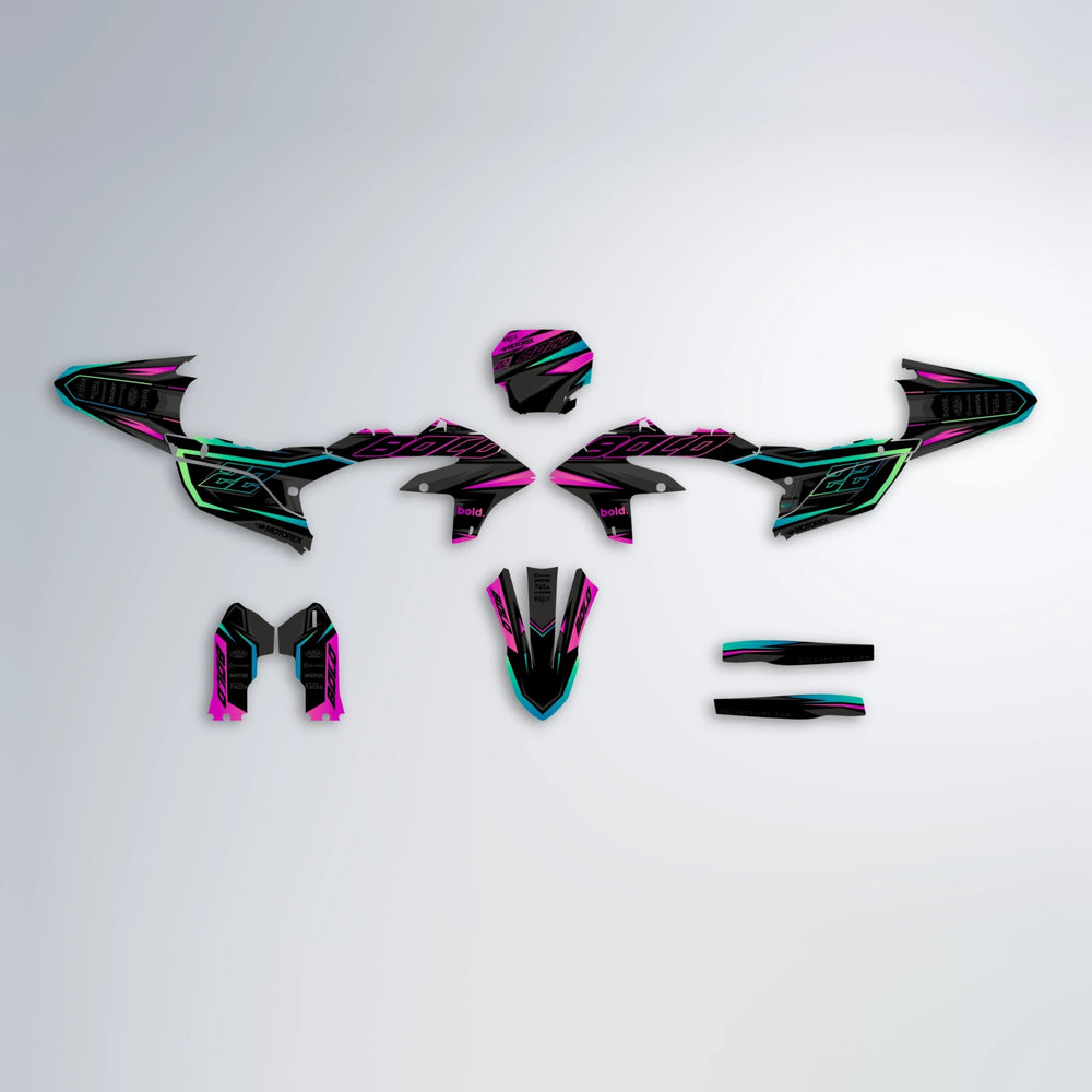 DORTOS Yamaha YZF SM graphics kit parts layout in Pink