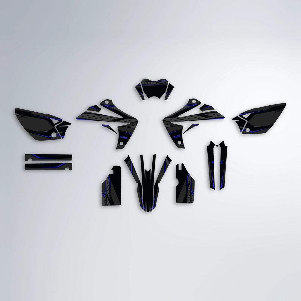 DRIFT Rieju MRT graphics kit parts layout in Blue