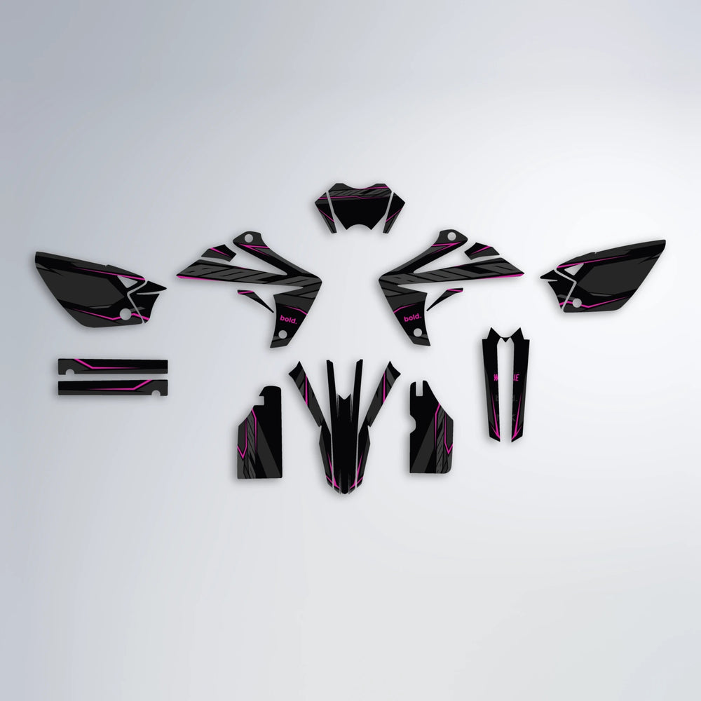 DRIFT Rieju MRT graphics kit parts layout in Pink