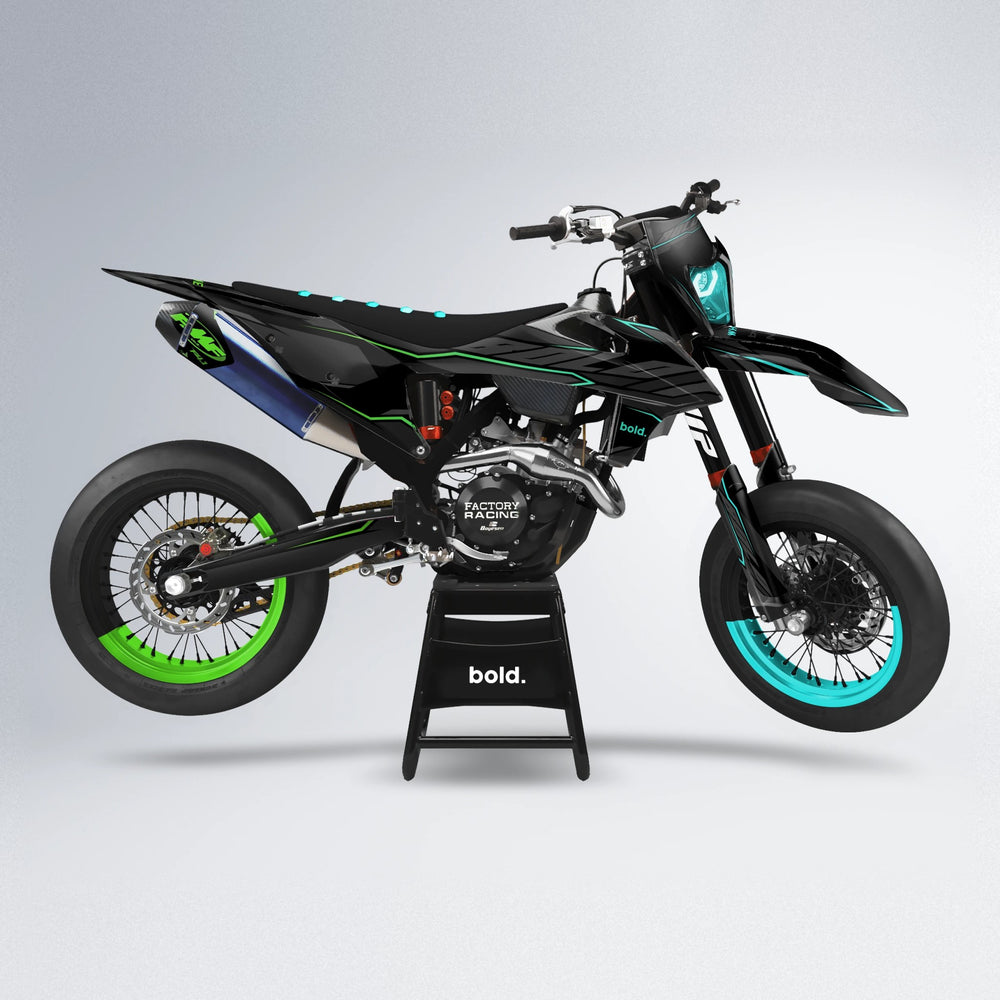 DRIFT supermoto graphics kit in Cyan & Green