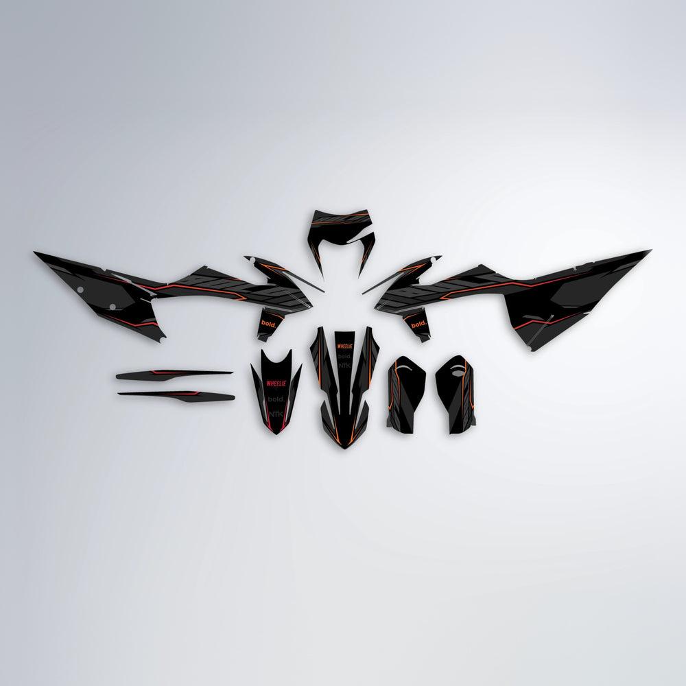 DRIFT graphics kit parts layout in Red & Orange
