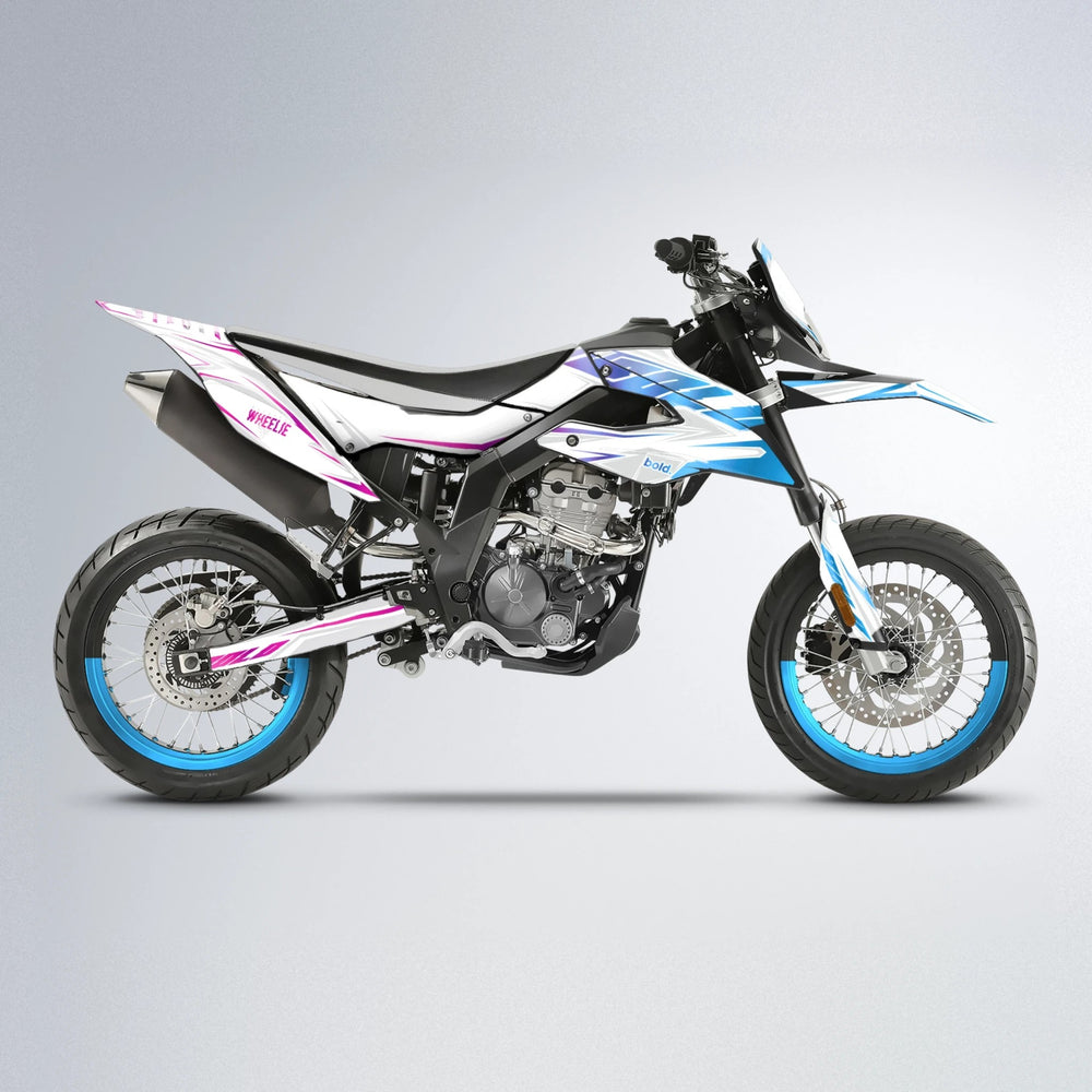 EKKE Aprilia SX 125 supermoto graphics kit in Pink & Light Blue